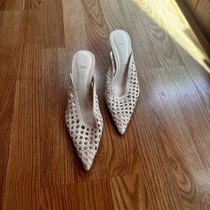 Zara Cream Woven Mules